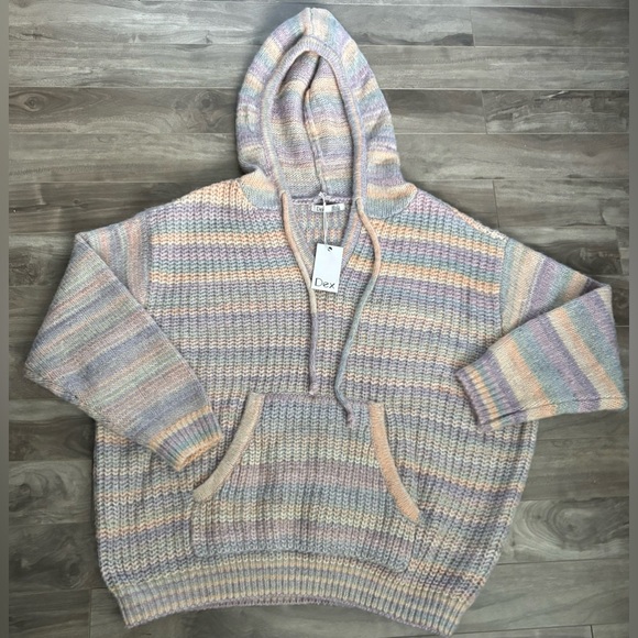 NWT DEX Hoodie Sweater Pocket Pastel Rainbow 1X - Picture 1 of 8